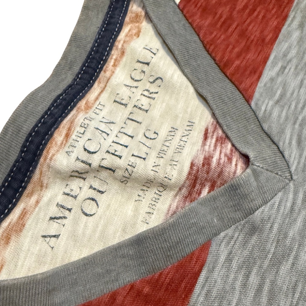 American Eagle Outfitters Mens Y2K Striped V Neck Tee Athletic Fit Large - Picture 3 of 6
